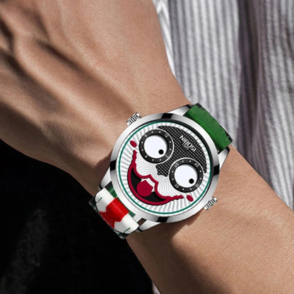 Nuevo reloj de lujo Joker para hombre, marca superior, personalidad creativa de moda, payaso, cuarzo, cuero, relojes deportivos impermeables para hombre