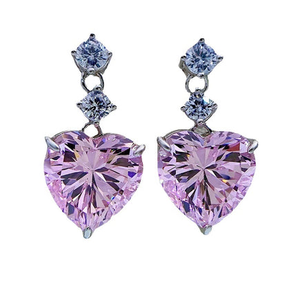 Silver Light Luxury Rhinestone Zircon Earrings Women