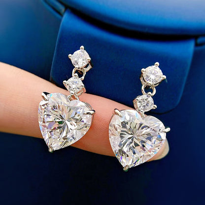 Silver Light Luxury Rhinestone Zircon Earrings Women