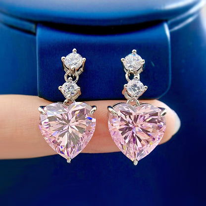 Silver Light Luxury Rhinestone Zircon Earrings Women