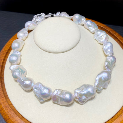 Collier de perles d'eau douce baroques à grosses particules naturelles pour femme