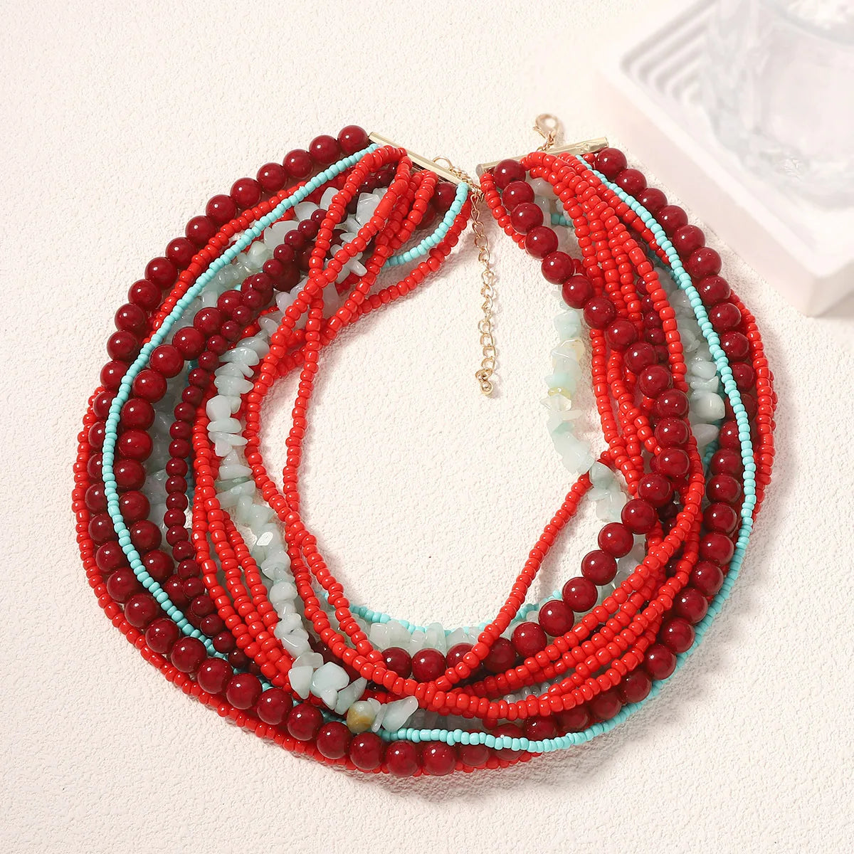 Gargantilla de cuentas con borlas multicapa estilo bohemio vintage para mujer, joyería ZAA, regalos para fiestas navideñas