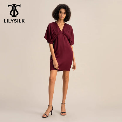 Robe courte en soie LILYSILK pour femme 2023 Printemps Nouvelles robes d'occasion formelles à manches mi-longues Vêtements pour femmes