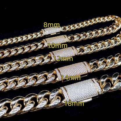 DJMAX Moissanite Cuban Chain For Women Stainless Steel Gold Man Classic Moissanite Bracelet Cuban Chain Hip hop 8/10/12/14/18mm