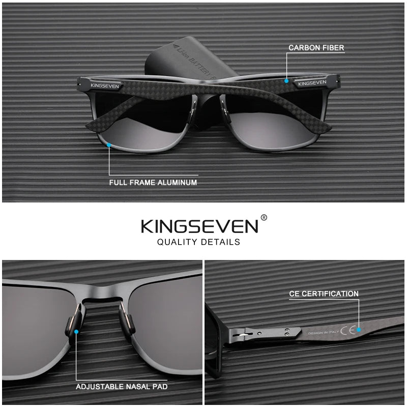 KINGSEVEN New Aluminum Men’s Sunglassses Rectang High Quality Luxury Polarized UV400 Glasses For Driving Sports Accessory Women