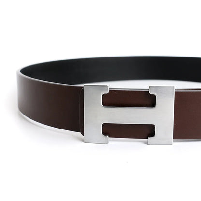 Ceinture à boucle en H de marque de luxe pour hommes et femmes, sangle de robe en cuir véritable de haute qualité pour jeans, ceinture grise