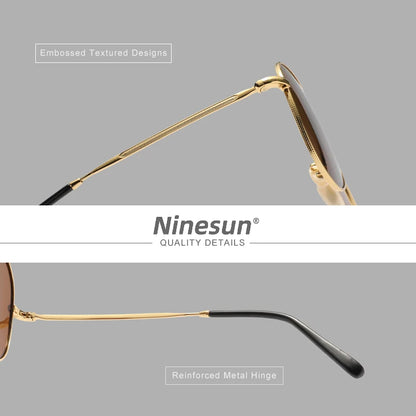 NINESUN Pilot Men‘s ’Sunglasses Polarization UV400 Anti-reflection Full Frame Alloy Parsnip Glasses Women Retro Luxury Eyewear