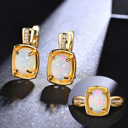 TBJ 100% Natural Opal set oval 7*9mm earring ring real gemstone925 sterling silver fine jewelry for women wife mom nice gift