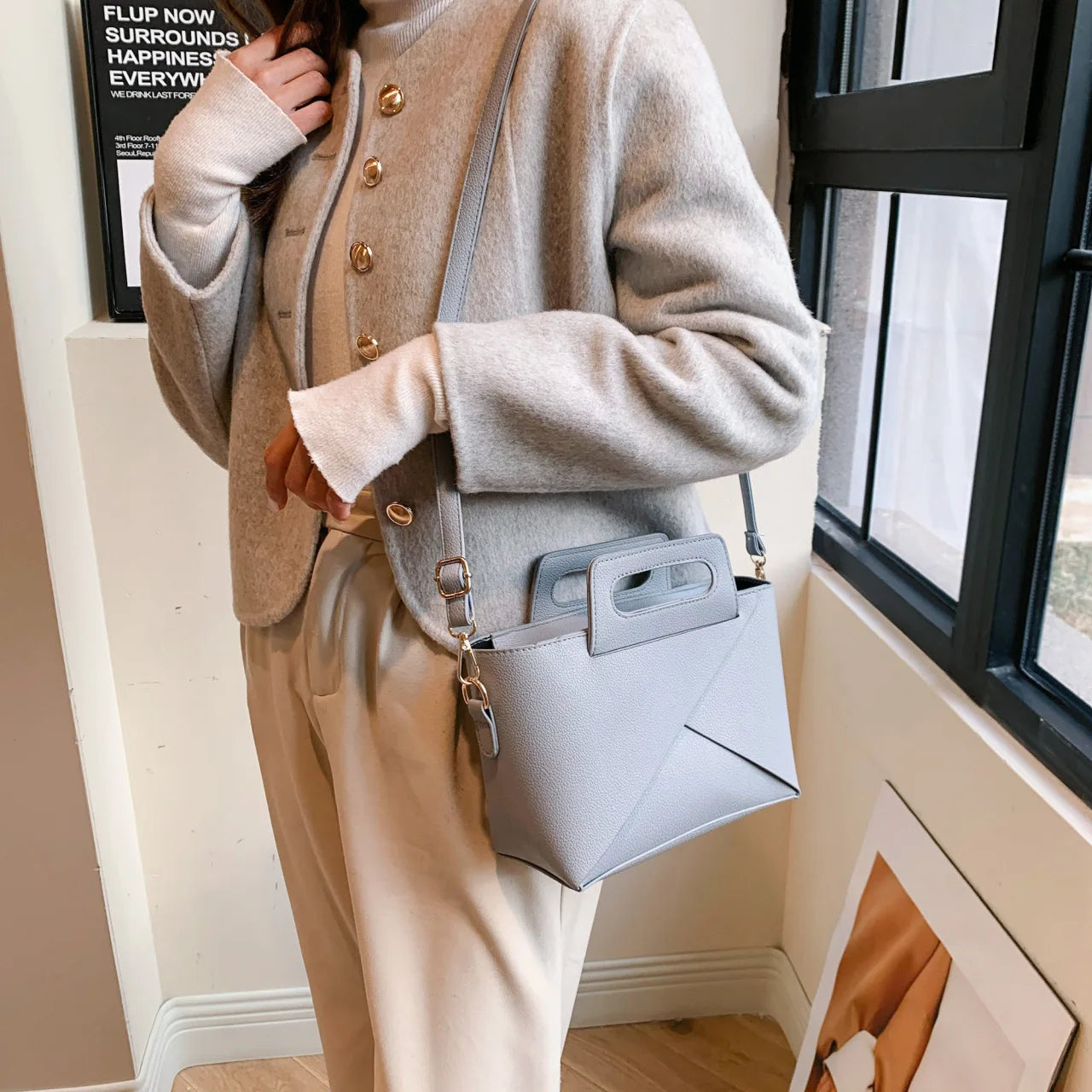 Sac à bandoulière carré polyvalent pour femme