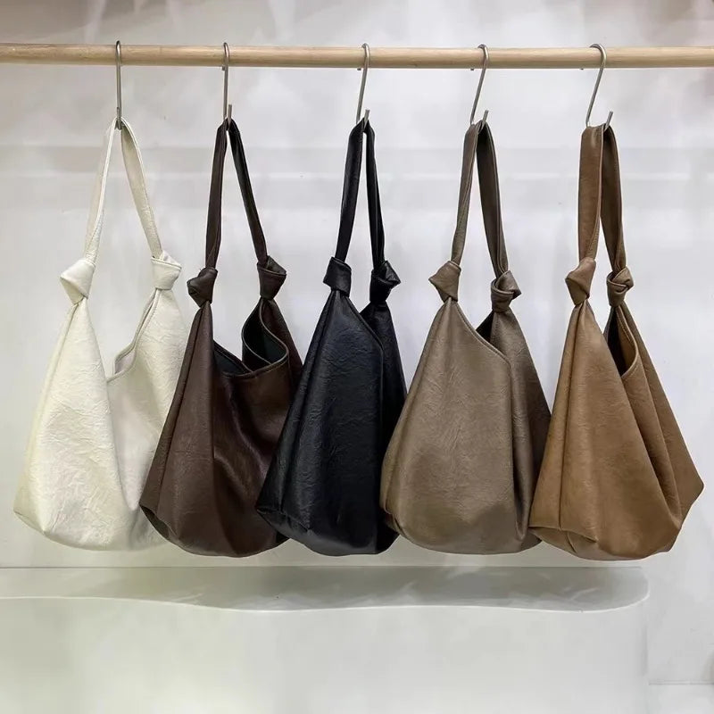 Big Black Shoulder Bags for Women Large Hobo Shopper Bag Solid Color Quality Soft Leather Crossbody Handbag Lady Travel Tote Bag