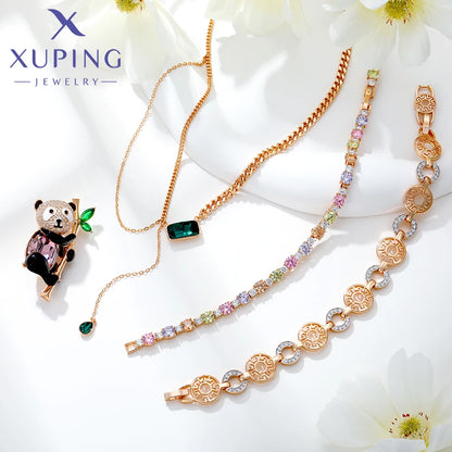 Xuping Jewelry New Arrival Light Gold Color Heart Charm Stone Elegant Hoop Earrings for Women's Day Gift earring-1258