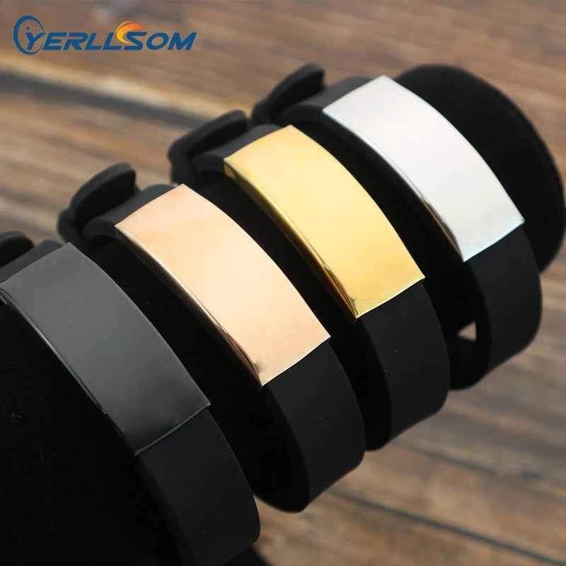 YERLLSOM 100PCS/Lot Wholesale wristbands with logo custom silicon bracelet adjustable stainless clips silicone wristband