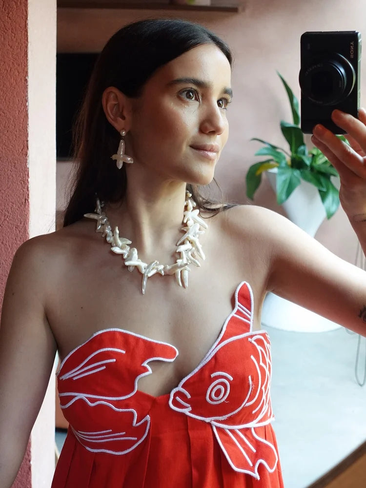 Vestido largo con tirantes de Koi rojo, elegante, de cintura alta, sin mangas, sin espalda, para mujer, elegante vestido largo de verano 2024, ropa de calle para fiesta