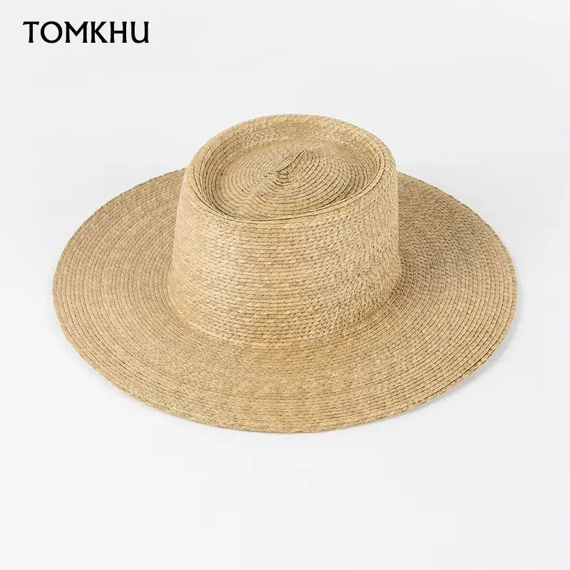 Sombrero de paja con hojas de girasol hecho a mano, sencillo, de moda europea americana, para verano, para mujer y hombre, sombrero de paja estilo náutico, sombrero de sol de lujo de diseñador coreano