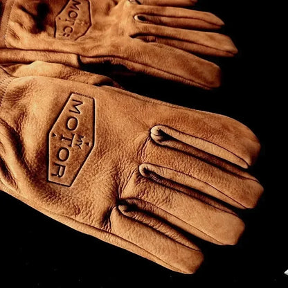 Gants de moto rétro en cuir véritable, protection complète des doigts et des articulations, équipement de course pour hommes et femmes