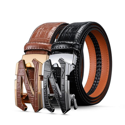 HCDW Brand belt for men's Automatic genuine leather Brown trouser belts male Work Black Fashion Luxury designer Golf belt man