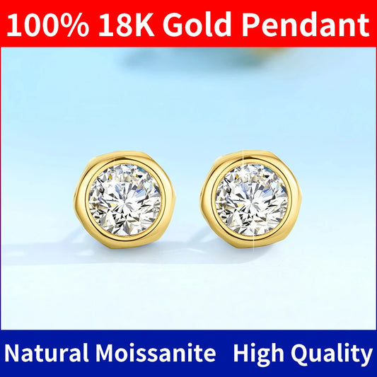 18k Gold Earrings Real Gold Gem Moissanite Diamond Certifid For Women 2024 Trend Jewelry Luxury K Gold Earings Stud Wedding Gift