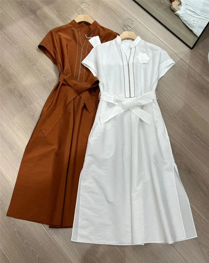 24 B*C Female Dresses Cotton Pullover Sleeveless Shirt Dress Waisted Long Skirt