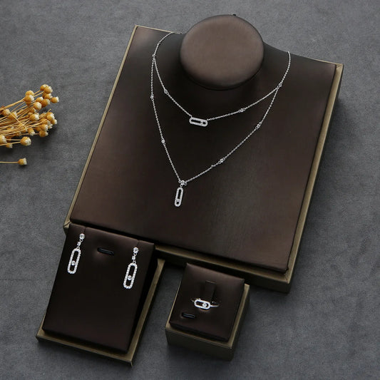 Conjunto de collar, pendientes, anillo y pulsera con geometría delicada de moda 2024 para mujer, regalo para novia y esposa, joyería para mujer