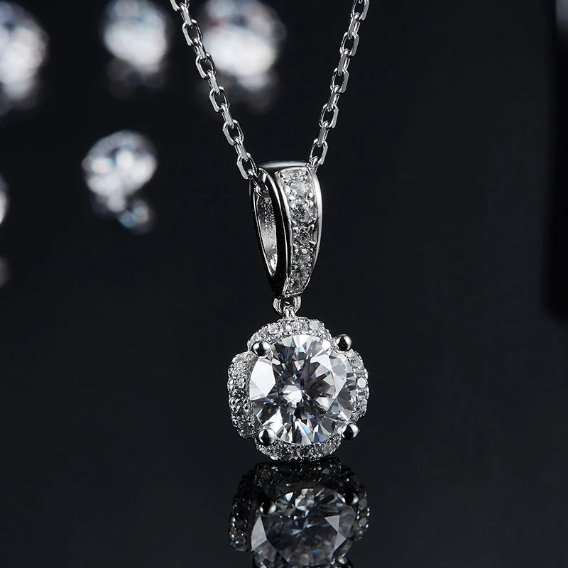 Joyas de diamantes para mujer, dulce regalo para novia, collar y pendientes con diamantes cultivados en laboratorio en plata de ley 925 con certificado