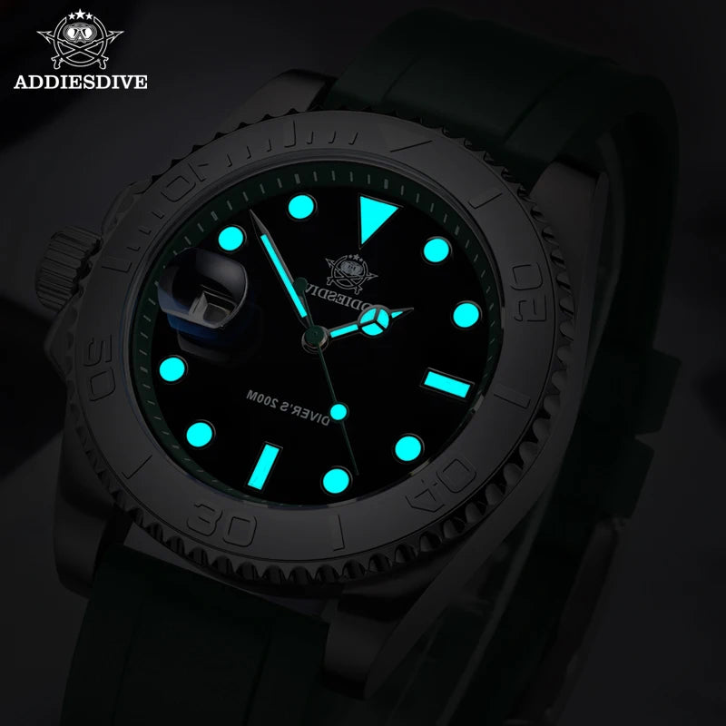 Montre à lunette rotative ADDIESDIVE pour homme, montre à quartz de 41 mm, bracelet en caoutchouc lumineux BGW9, montre de plongée à 200 m, nouvelle collection