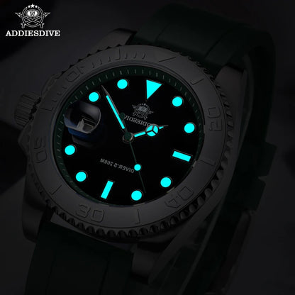 Reloj ADDIESDIVE con bisel giratorio para hombre, reloj de cuarzo de 41 mm, acero inoxidable, correa de caucho luminosa BGW9, reloj de buceo para hombre de 200 m, nuevo