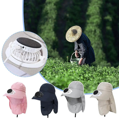 Sombrero con ventilador de carga solar para trabajar al aire libre, sombrilla, maceta para recoger el sol, sombrero para el jardín de té, protección para invernadero, extraíble