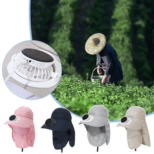 Sombrero con ventilador de carga solar para trabajar al aire libre, sombrilla, maceta para recoger el sol, sombrero para el jardín de té, protección para invernadero, extraíble