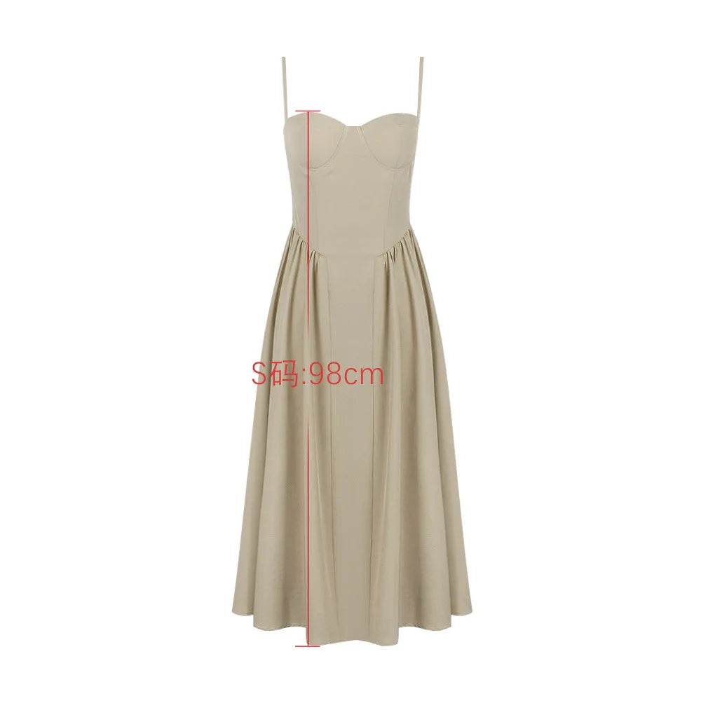 Mingmingxi Vestidos casuales de vacaciones 2024 Vestidos de fiesta elegantes midi con tirantes finos Vestido largo femenino Ropa de verano para mujer