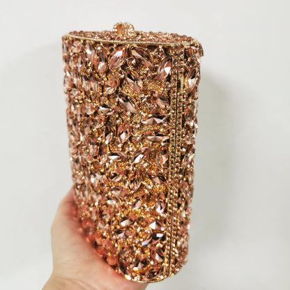 Recién llegado, bolsos de noche con diamantes de imitación en colores champán y dorado, bolsos de boda con diamantes cuadrados, bolsos de mano con cristales para la cena nupcial