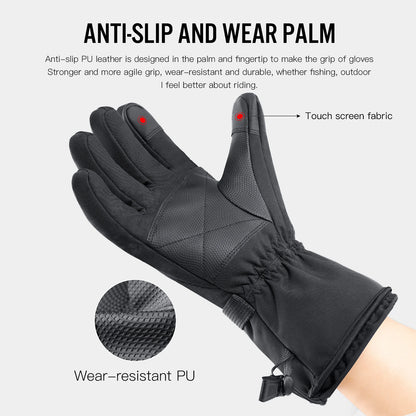 Guantes de motocicleta impermeables y calefactados, guantes de moto con pantalla táctil y batería para carreras de motos, guantes de invierno