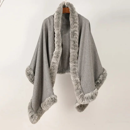 2023 New Inner Mongolia Pure Cashmere Women's Cold Warm Protection Shawl with Four Sides Bound Wide Skin Otter Rabbit Hair Shawl