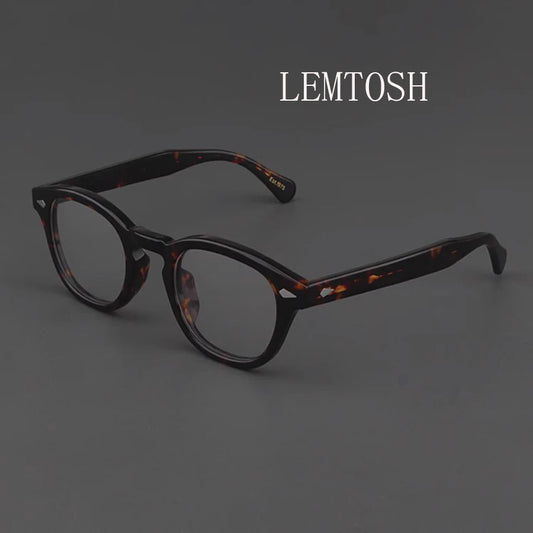 Montura de gafas para hombre, estilo Johnny Depp, gafas estilo Lemtosh, lentes transparentes, marca de diseñador, montura de acetato para hombre, gafas vintage