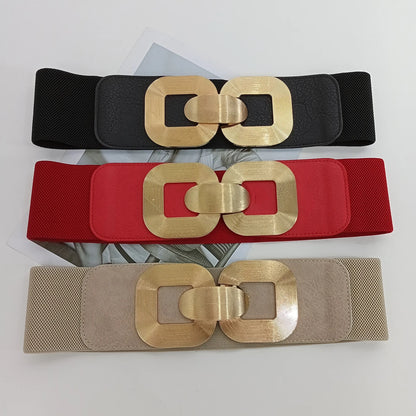 Elastic Black Corset Belt Female Waist Gold Buckle Stretch Cummerbunds Red Belts For Women High Quality Beige Waistband