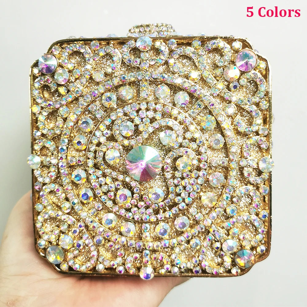 Red/Green/Blue Diamond Square Clutches Bags For Women Rhinestone Wedding Purse Designer Crystal Ladies Bridesmaid Party Handbags