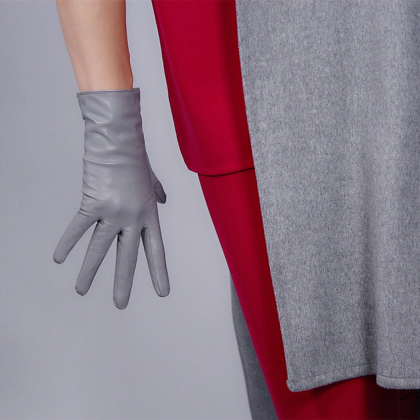 Gants courts en cuir véritable pour femme DooWay gris, poignet en peau de chèvre véritable, longs, vintage, classiques, chauds, conduite, soirée, mode, hiver