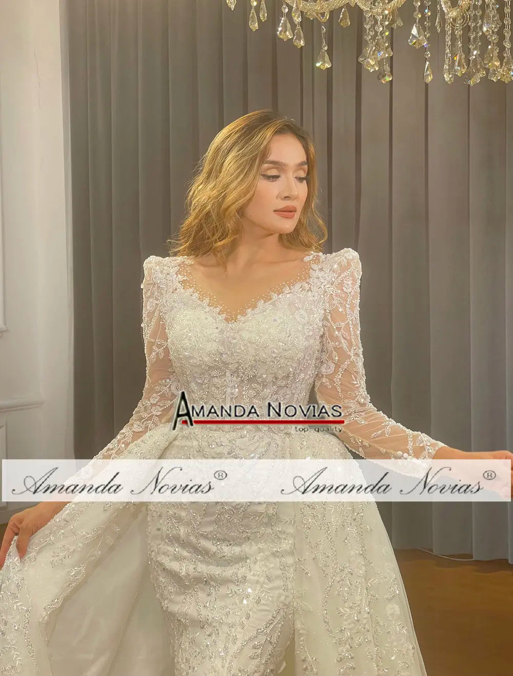 NS4797 Manches 2 en 1 Robe de mariée Taille personnalisée