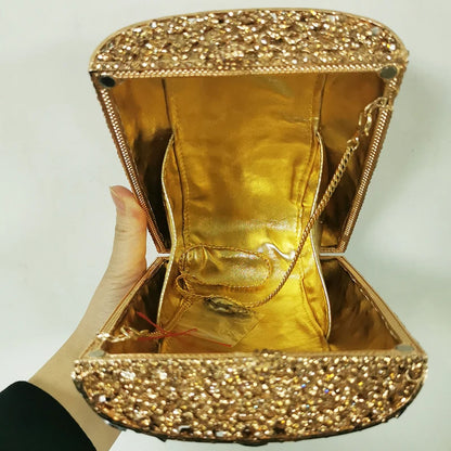 Recién llegado, bolsos de noche con diamantes de imitación en colores champán y dorado, bolsos de boda con diamantes cuadrados, bolsos de mano con cristales para la cena nupcial