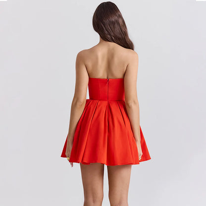 Oligai rojo sin tirantes ceñido al cuerpo vestidos de fiesta 2024 nuevo mini vestido de corsé sexy elegante vestido de fiesta informal acampanado