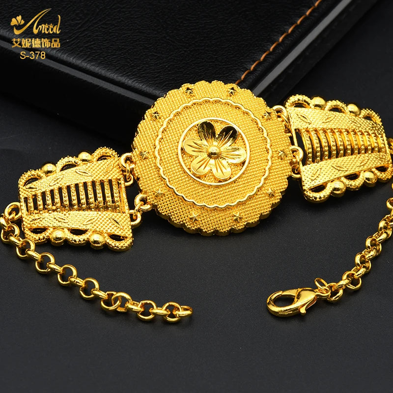 ANIID Indian Big Gold Color Jewelry Women Necklace Sets Dubai African Party Bridal Wedding Gifts Arabic Necklace Jewelry Sets