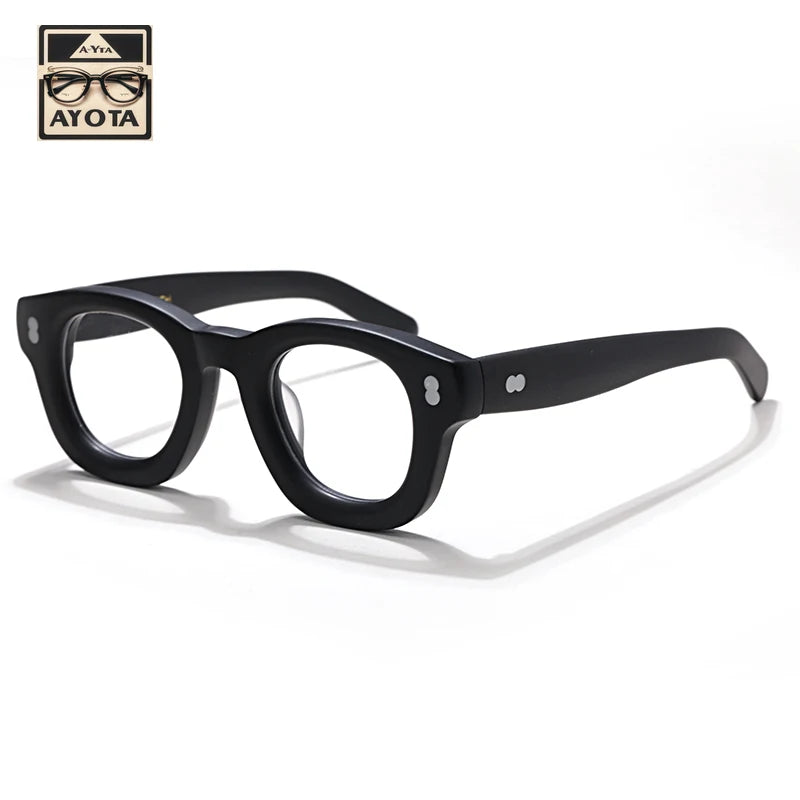 Monturas para gafas de hombre, de marca de diseñador, de acetato grueso, color negro mate, elípticas, para miopía, para leer, graduadas para mujer