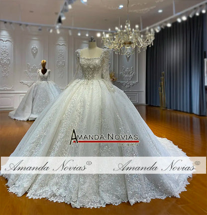 Amanda Novias  Square Neckline Long Sleeves Wedding Dress NS4779 Custom Order