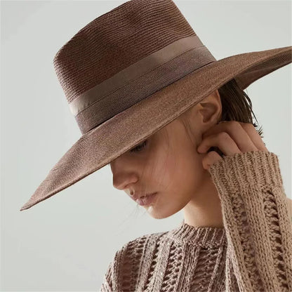 B*C Nuevo sombrero de ala ancha para mujer, gorra de playa de verano, sombrero con protección UV