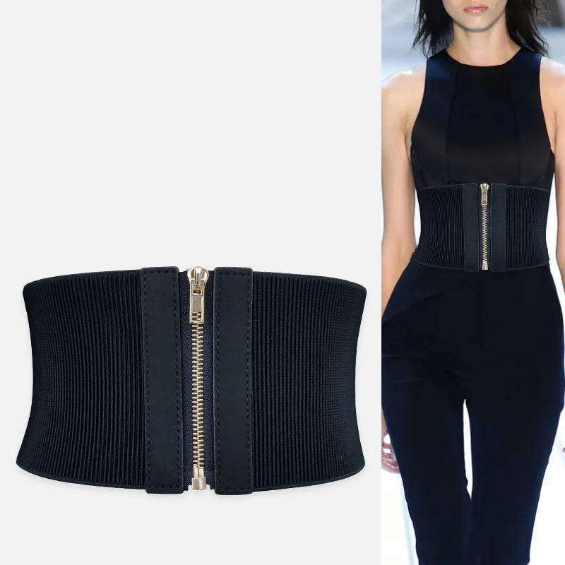 Fashion Wide Elastic Designer Belts For Women High Quality Female Dress Black Corset Belt Stretch Cummerbunds Waistband