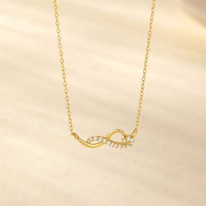 Collar con colgante de circonita con incrustaciones de infinito y corazón de plata esterlina 925 de Aide para mujer, cadena de oro de 18 quilates, joyería para el día de San Valentín para madres