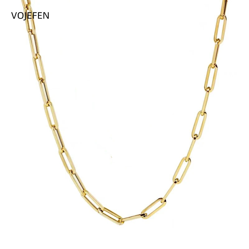 VOJEFEN 18 K Gold Necklaces Jewelry Auu750 Gold Cross Chains Choker Links Neck Luxury Brand Fine Quality Jewelery Certificada