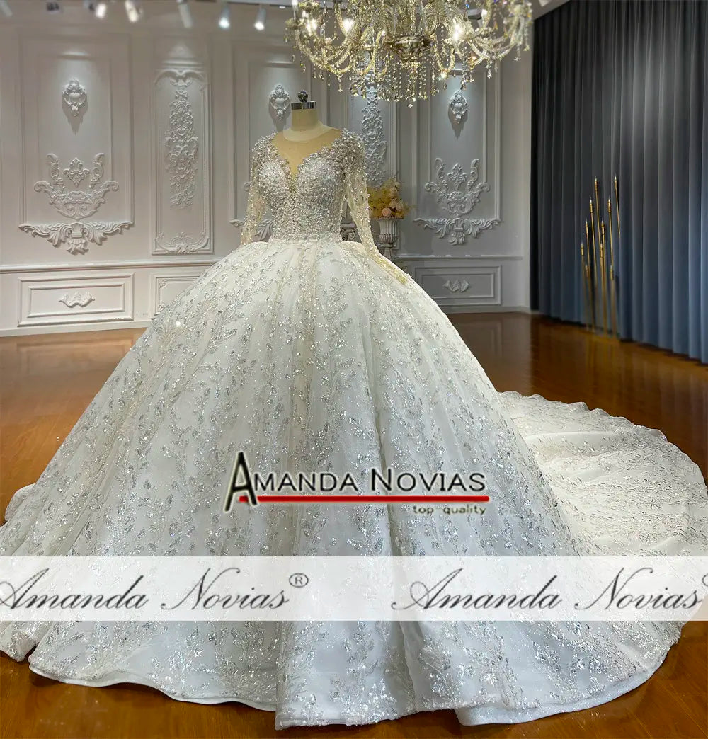 Vestido de novia de lujo con encaje 2 en 1 de Amanda Novias NS4755