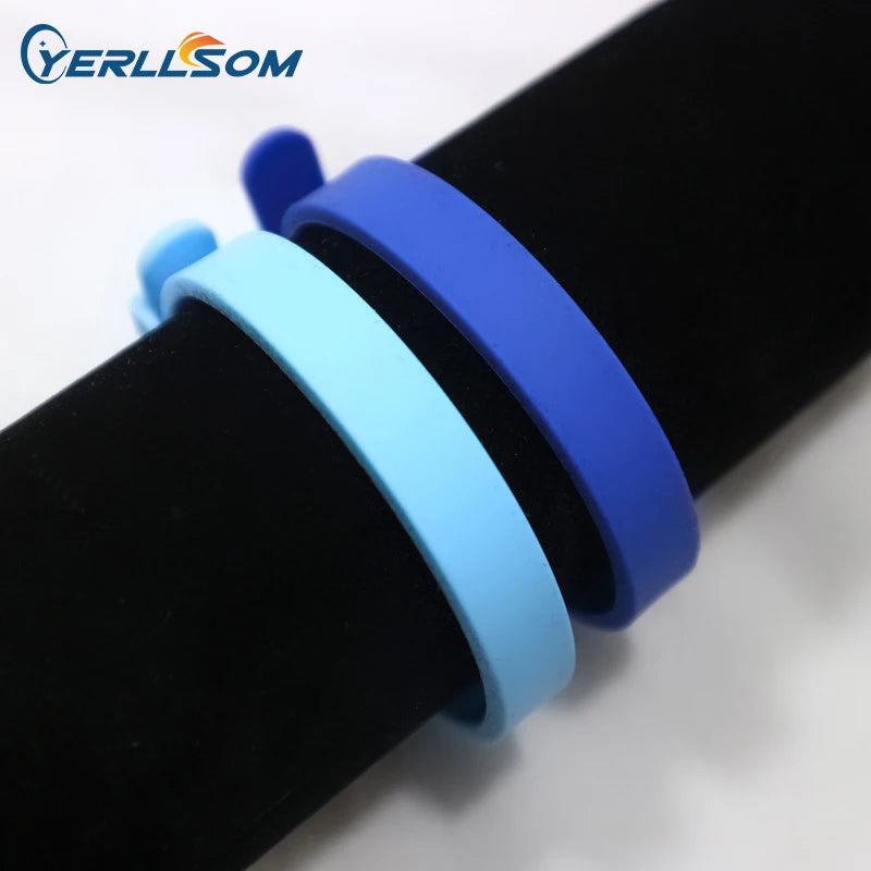 YERLLSOM 100PCS/Lot Adjustable health silicone wristbands engraved titanium steel silicone bracelet wristbands with metal clip