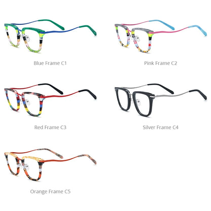 FONEX Lunettes de vue colorées en acétate de titane pour hommes et femmes, lunettes carrées, lunettes F85793