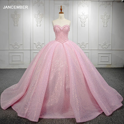 JANCEMBER Vestidos de quinceañera románticos Vestido de fiesta de organza Vestidos de noche con lentejuelas 2024 Escote en forma de corazón rosa DY1141 Bar Mitzvah